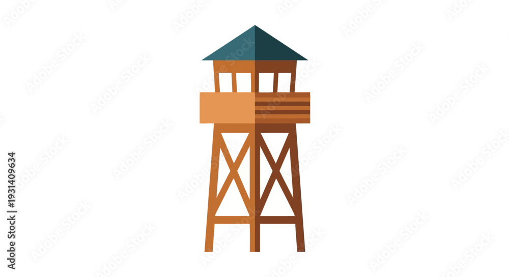 Naklejka premium Wooden Watch Tower Structure.