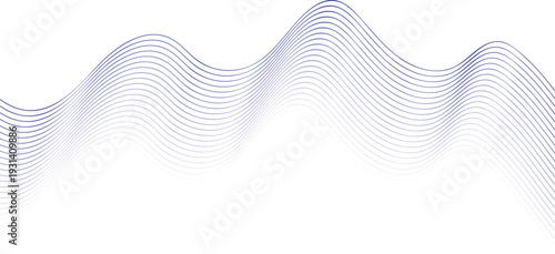 Abstract blue purple gradient wavy lines on white background vector