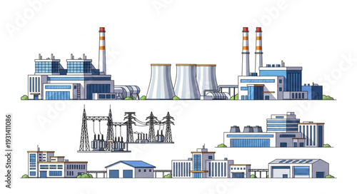 Industrial Power Plant Facility Complex.