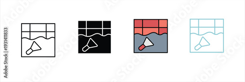 Wall Plastering and Tiles Installation Icon with Scraper Tool. Vector Illustration.