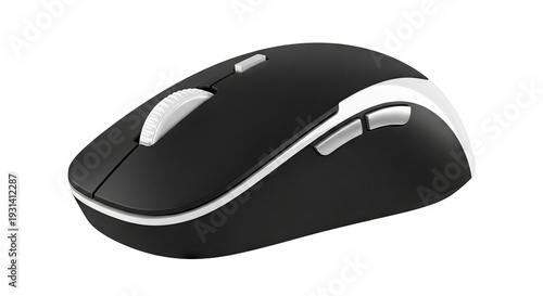 Black and White Computer Mouse with Scroll Wheel and Buttons