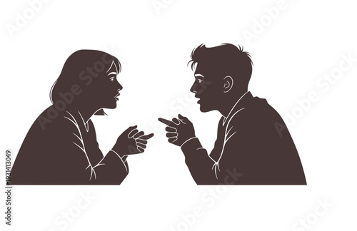 Active Listening and Connectioneering Silhouette, People in Deep Conversation for Mental Support and Empathy Vector