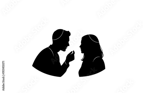 Active Listening and Connectioneering Silhouette, People in Deep Conversation for Mental Support and Empathy Vector