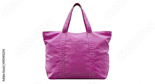 Fuchsia Tote Bag with White Stitching