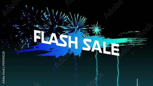 Glitch starting FLASH SALE headline centering paint backing trails rising bursting promoting sale