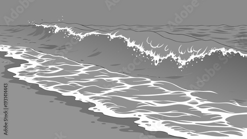 Ocean waves crashing on the shore with white foam.