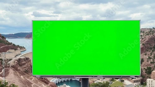 Billboard Mockup in Desert Landscape with Green Screen