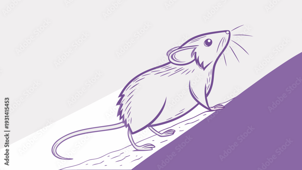 Fototapeta premium Curious Mouse Climbing Upward.