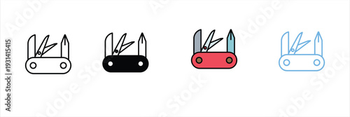 Multi-tool Pocket Knife Icon for Camping, Survival, and Versatile Repairs. Vector Illustration.