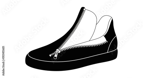 Black Shoe with Zipper.