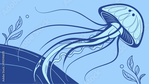 Graceful Jellyfish Swimming in the Deep Blue Ocean.