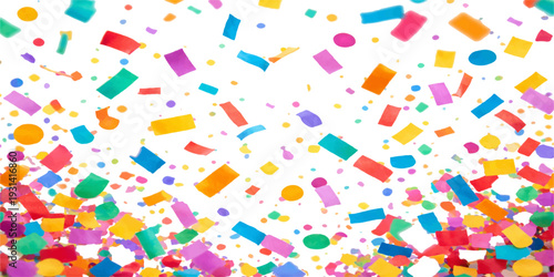 Colorful confetti vector pattern set with fun paper elements and heart icons on a white seamless wallpaper background for school art decoration