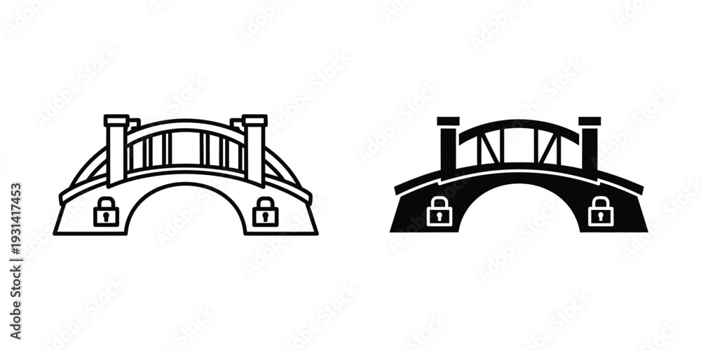 Naklejka premium Bridge Locked Icon Security Concept