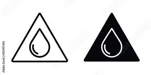 Water Drop Hazard Warning Symbol Commercial Icon