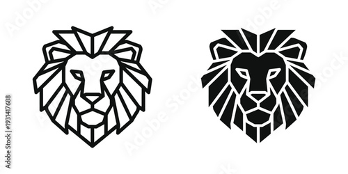 Lion Head Geometric Logo Royal Emblem
