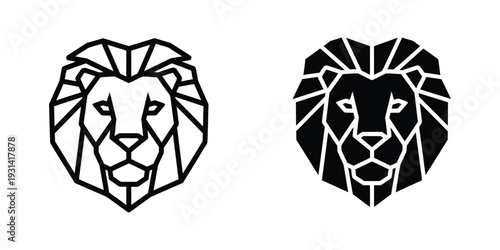 Lion Head Geometric Logo Emblem