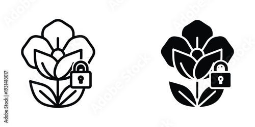 Flower Lock Security Icon Commercial