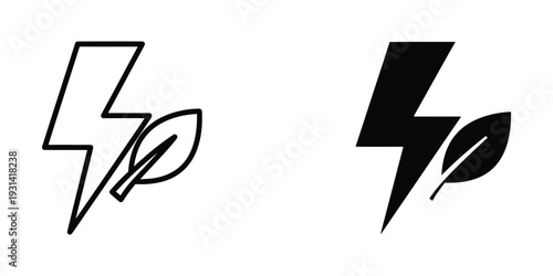 Energy Leaf Icon Renewable Power Symbol