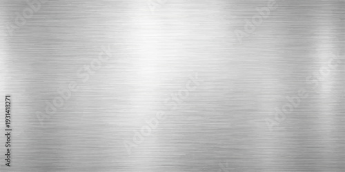 A polished silver stainless steel plate showcases a shiny brushed metal texture with a gray industrial aluminum pattern reflecting on the metallic surface of this high-quality alloy material wallpaper