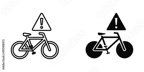 Bicycle Warning Sign Vector Commercial Safety