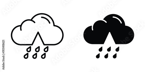 Cloud Rain Weather Icon Set Commercial