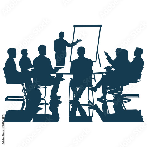 Corporate Business Meeting Discussion Silhouette – Team Conference Vector Illustratio