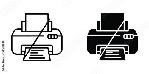 Printer Icon No Print Symbol Office Equipment