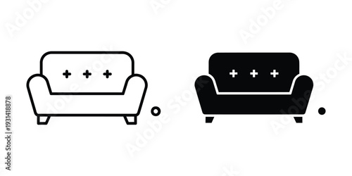 Sofa Icon Set Interior Design Symbol