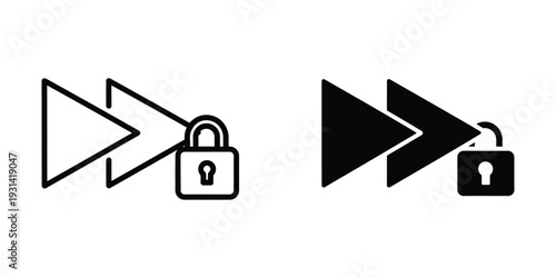 Fast Forward Lock Icon Security Advance Symbol