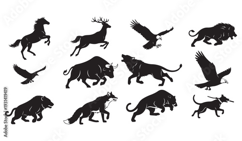 set of horse silhouettes