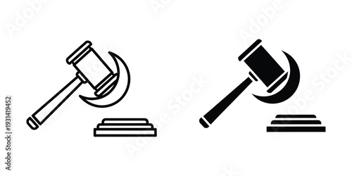 Gavel Crescent Justice Legal Symbol Commercial