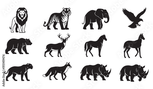set of animals silhouettes