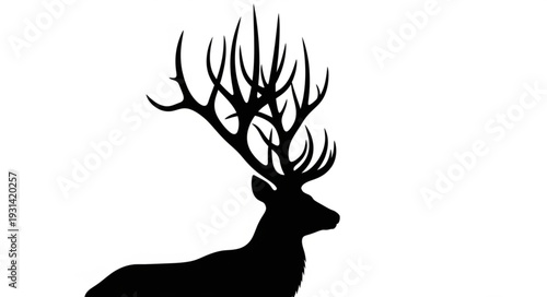 Majestic Deer Silhouette with Antlers.