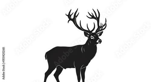 Majestic Deer Silhouette with Antlers.