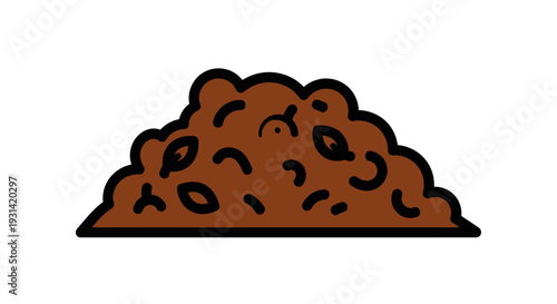 A brown pile of feces with black outlines on a white background in a simple graphic style.