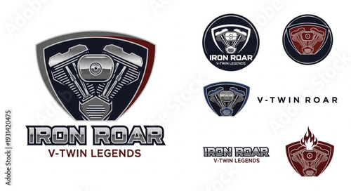 Iron Roar V Twin Legends Motorcycle Engine Logo Collection.