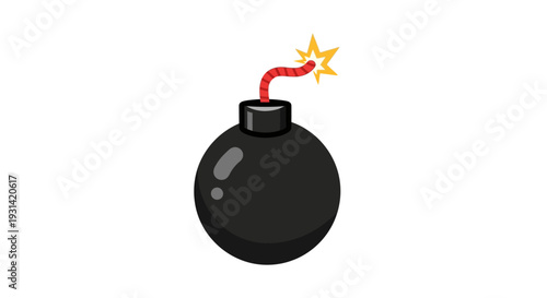 A cartoon bomb with a lit fuse and spark serves as a head mascot on a plain white background, conveying a sense of urgency or warning in a graphic and symbolic representation.