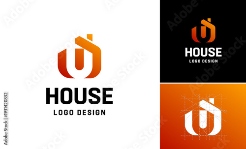 Creative stylish house building design concept vector, Property finance agency innovation bold logo design
