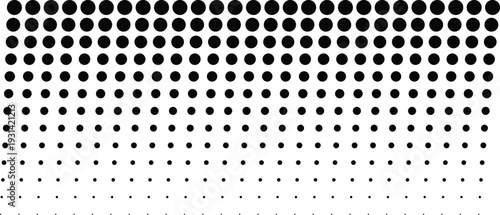 A powerful vertical gradient features large black dots transitioning to tiny points in this halftone pattern