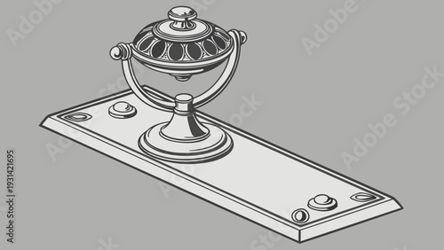 Vintage Door Knocker with Ornate Design on a Rectangular Plate.