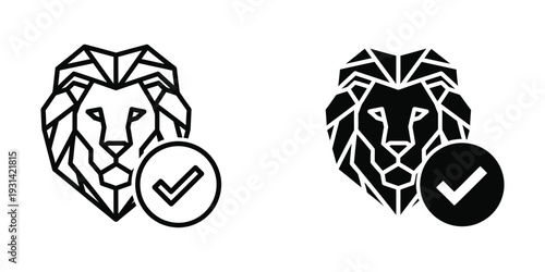 Lion Head Badge Approval Logo Business