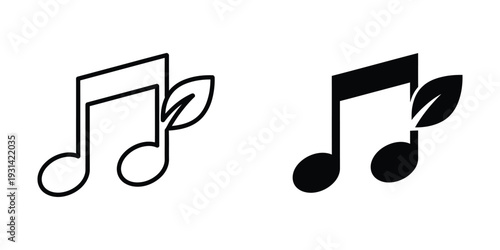 Music Leaf Notes Organic Sound Icon