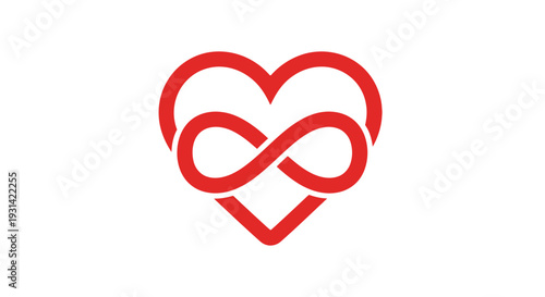 Red heart infinity symbol logo on a white background with a minimalist design