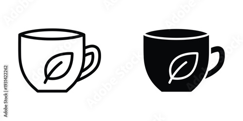 Tea Cup Leaf Icon Vector Commercial Use