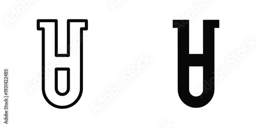 Letter H Outline Solid Icon Branding