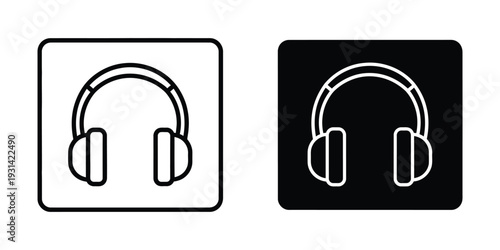 Headphones Icon Set Audio Symbol Commercial