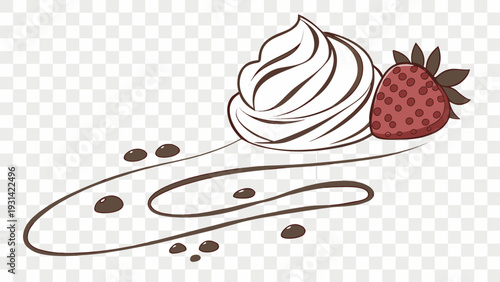 Delicious Whipped Cream and Strawberry Dessert Illustration.