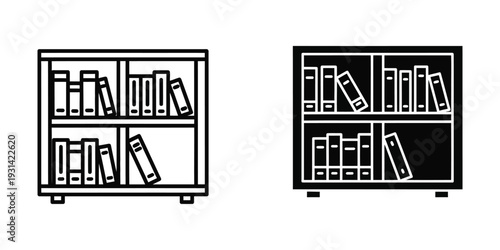 Bookshelf Storage Icons Knowledge Organization Business