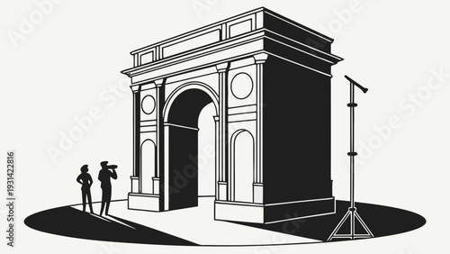 Filming an Arch A Cinematic Production Scene.