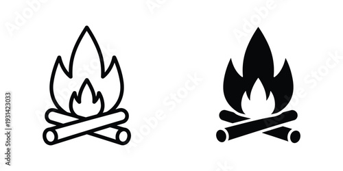 Bonfire Flame Icon Vector Campfire Element